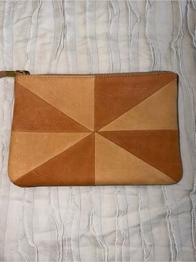 Madewell Geometric Two-Tone Leather Zip Clutch - Tan & Camel